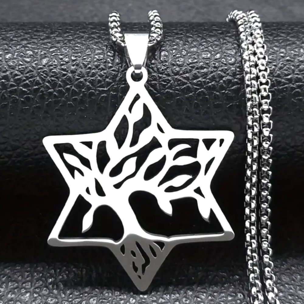 Pendant w/chain--Magen David inset stylized Tree of Life necklace